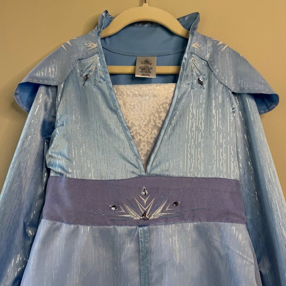 DISNEY Parks Elsa Costume Girls 7-8 Frozen II Queen Elsa Dress Up Attached Cape - Picture 3 of 10
